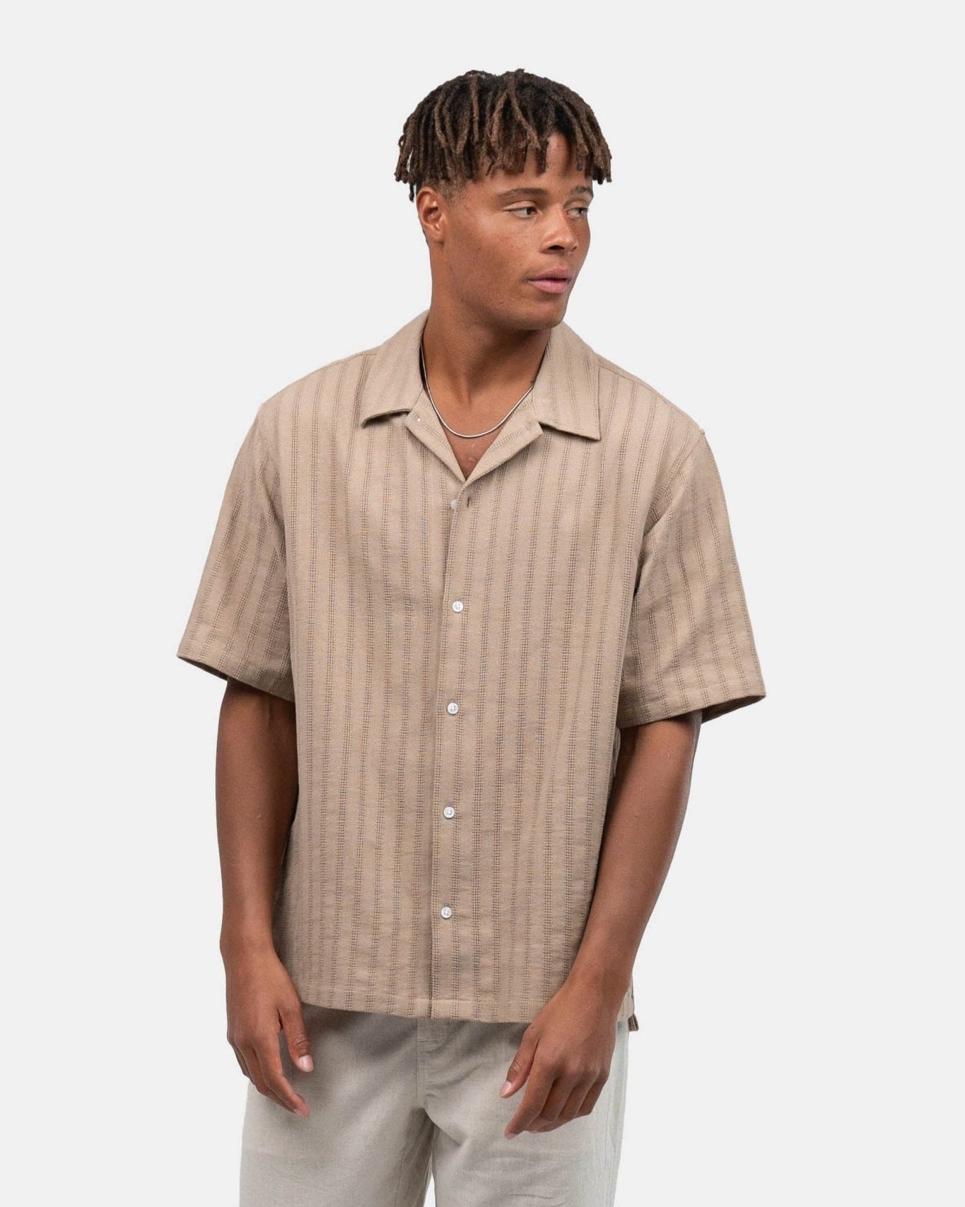 Kortærmet Strikskjorte Mokka | Skagen - clothing.dk